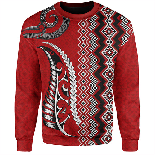 New Zealand Sweatshirt Maori Fabic Pattern Silvers Fern