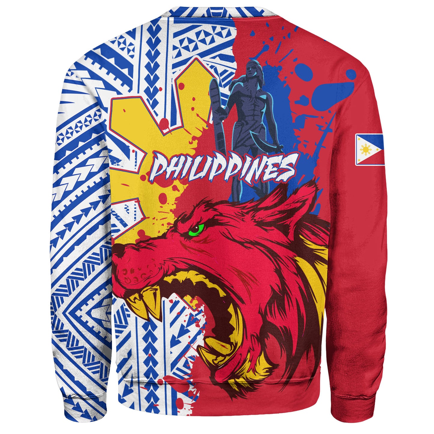 Philippines Filipinos Sweatshirt Custom Lapu-Lapu And The Wolf Tribal Polynesian Style