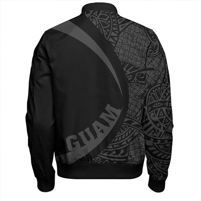 Guam Bomber Jacket Coat Of Arm Lauhala Gray Circle