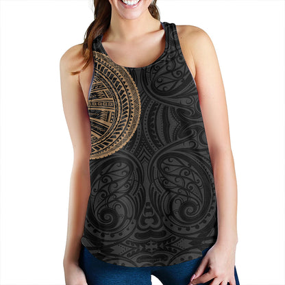 Samoa Tribal Maori Tattoo Roman Reigns Women Tank Gold