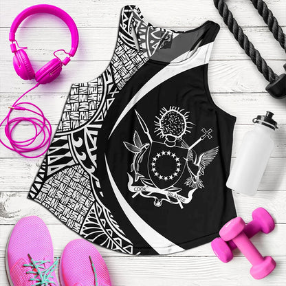 Cook Islands Women Tank Coat Of Arm Lauhala White Circle