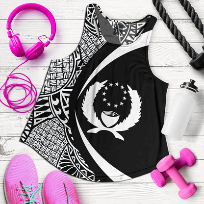 Pohnpei Women Tank Coat Of Arm Lauhala White Circle