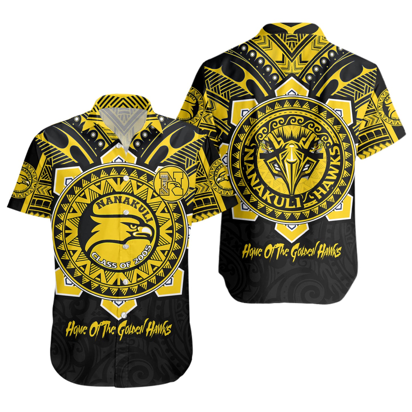 Hawaii Short Sleeve Shirt Custom Nanakuli High & Intermediate School Home Of Golden Hawks Tribal Style