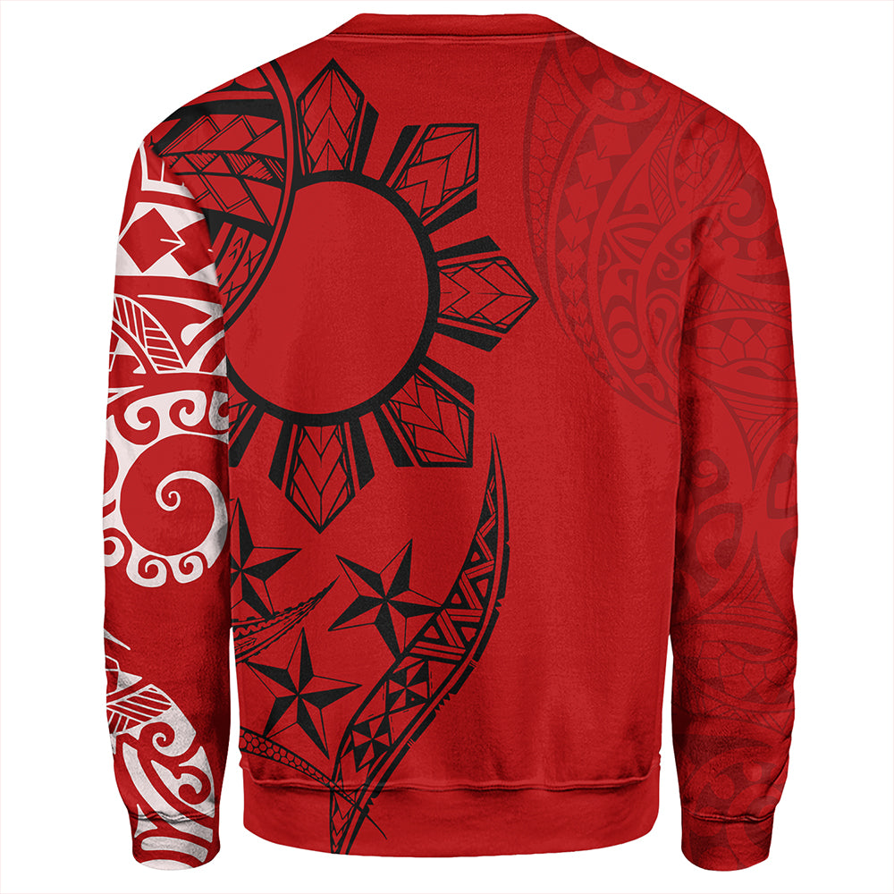 Philippines Sweatshirt Tribal Sun In My Heart Red Style