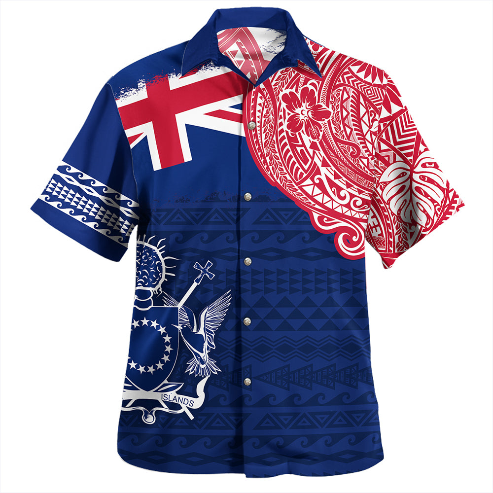 Cook Islands Hawaiian Shirt Polynesian Flag With Coat Of Arms