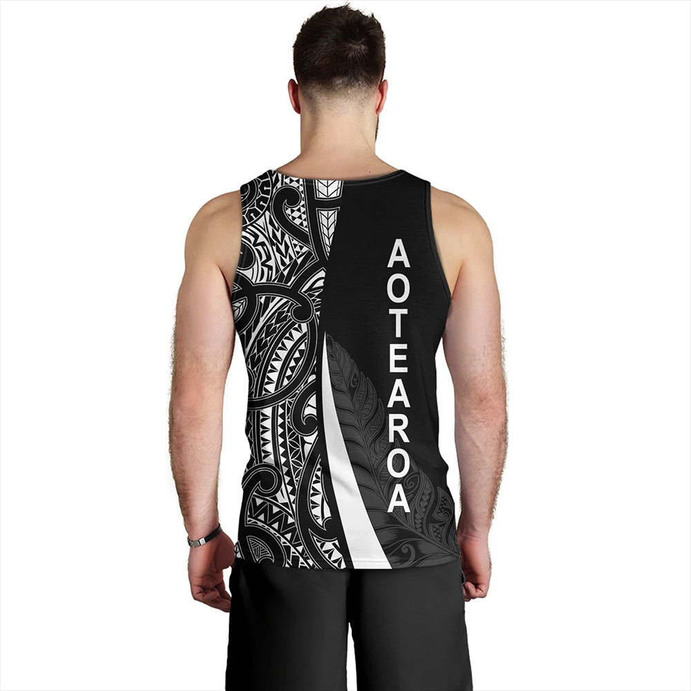 New Zealand Tank Top Country Aotearoa Maori Pattern Silver Fern