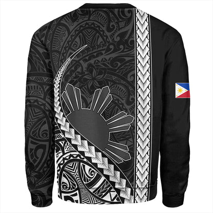 Philippines Sweatshirt Tribal Polynesian Sun Gray