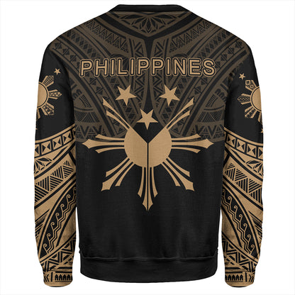 Philippines Sweatshirt Sun Star Warrior Style Gold