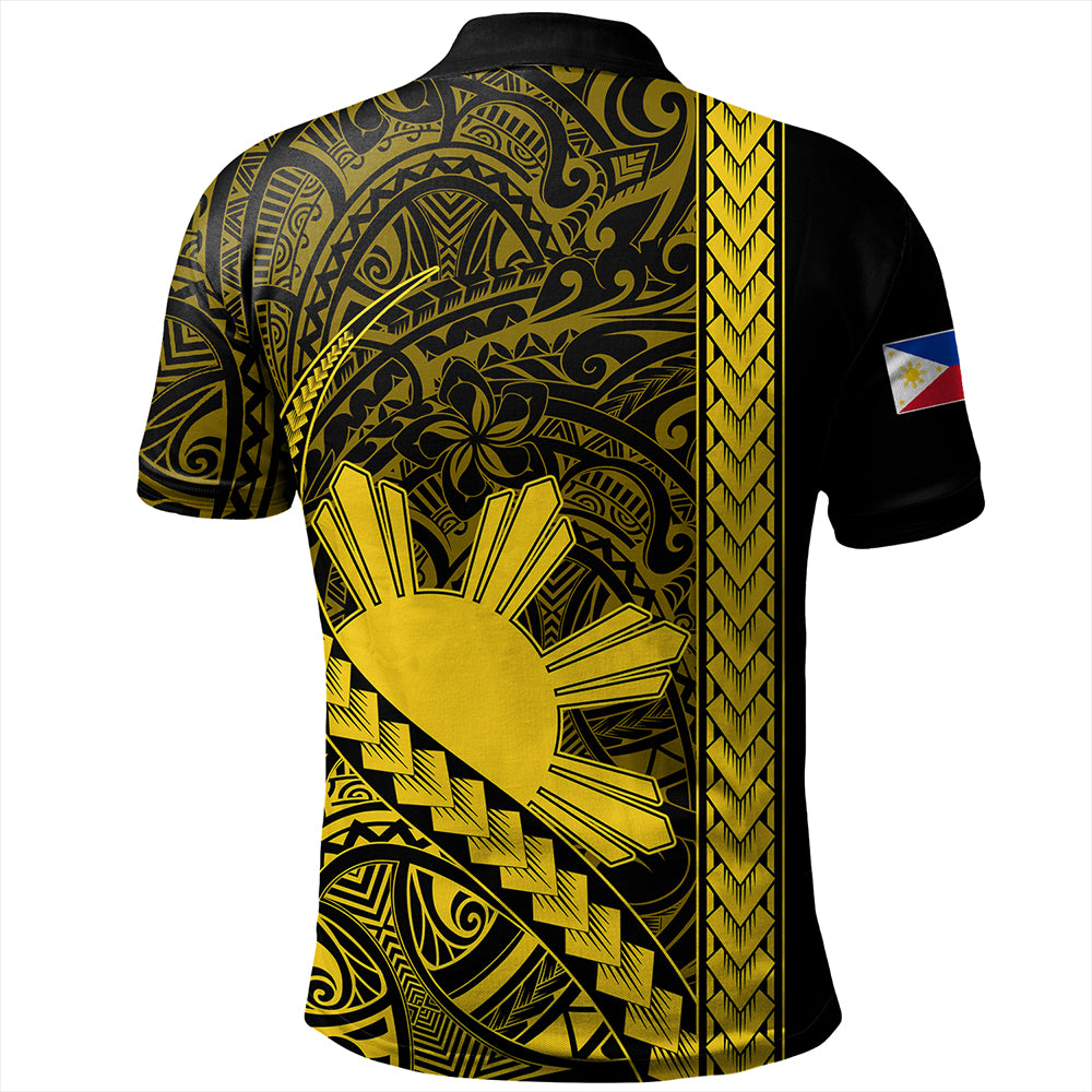 Philippines Polo Shirt Tribal Polynesian Sun Yellow