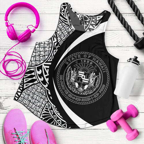 Hawaii Women Tank Coat Of Arm Lauhala White Circle