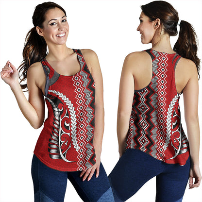 New Zealand Women Tank Maori Fabic Pattern Silvers Fern