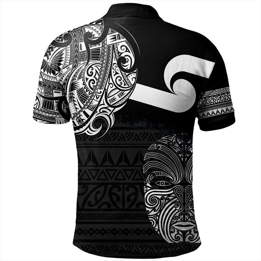 New Zealand Polo Shirt Tino Rangatiratanga Maori Mask Black