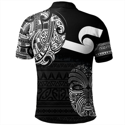 New Zealand Polo Shirt Tino Rangatiratanga Maori Mask Black
