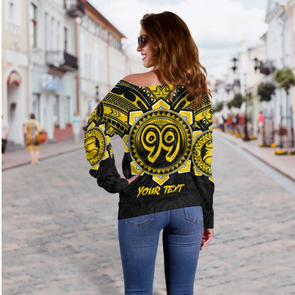 Hawaii Off Shoulder Sweatshirt Custom Nanakuli High & Intermediate School Home Of Golden Hawks Tribal Style