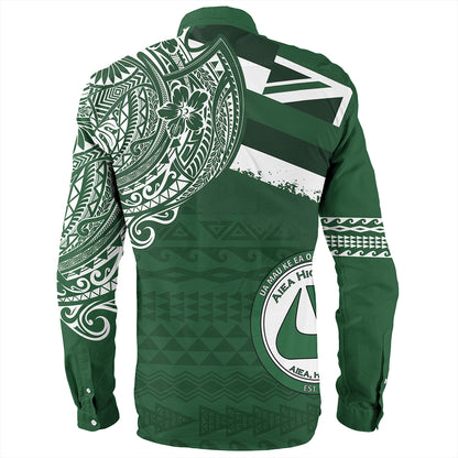 Hawaii Long Sleeve Shirt Aiea High School Flag With Crest Style
