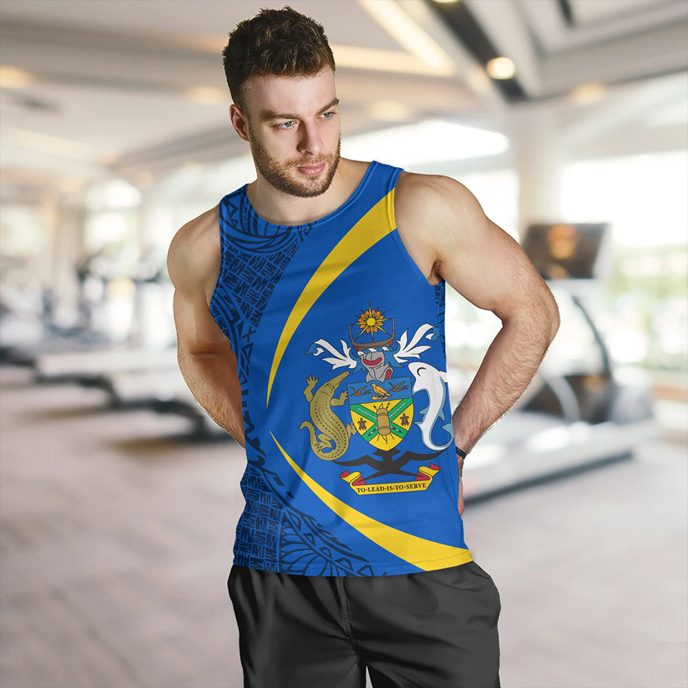 Solomon Islands Tank Top Coat Of Arm Lauhala Circle