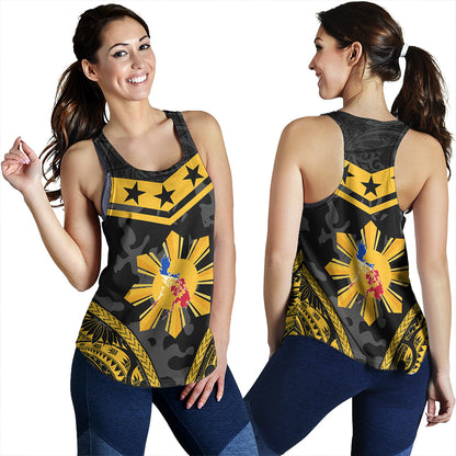Philippines Women Tank Polynesian Sun Star Style Camouflage