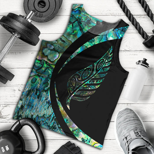 New Zealand Tank Top Silver Fern Papua Shell Circle
