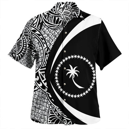 Pohnpei Hawaiian Shirt Coat Of Arm Lauhala Circle
