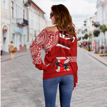 Hawaii Off Shoulder Sweatshirt Kauai High School With Crest Style