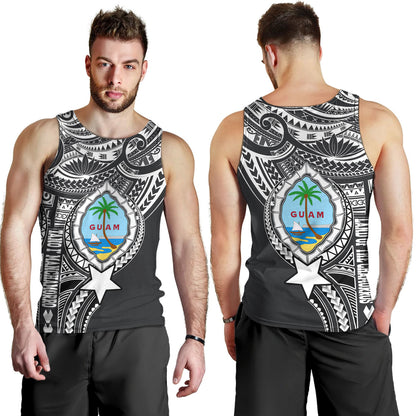 Guam Tank Top Custom Guam Coat Of Arms Polynesian Half Body Tattoo Black Style