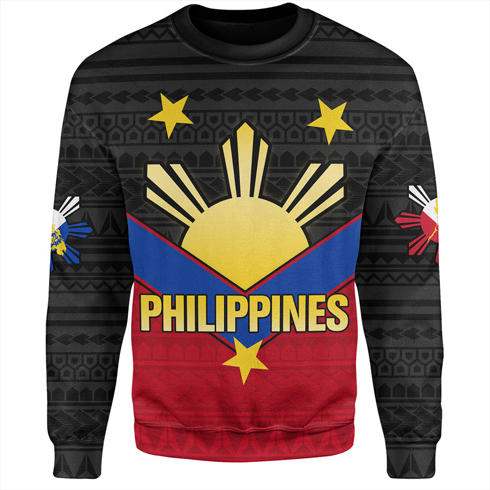 Philippines Sweatshirt Custom - Philippines Sun Star Sport Style Polynesian
