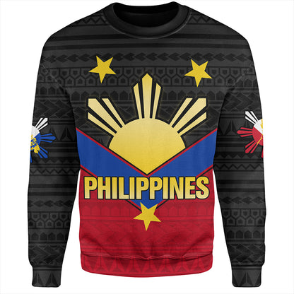 Philippines Sweatshirt Custom - Philippines Sun Star Sport Style Polynesian