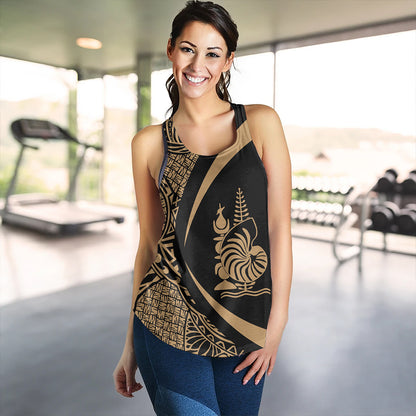 New Caledonia Women Tank Coat Of Arm Lauhala Gold Circle