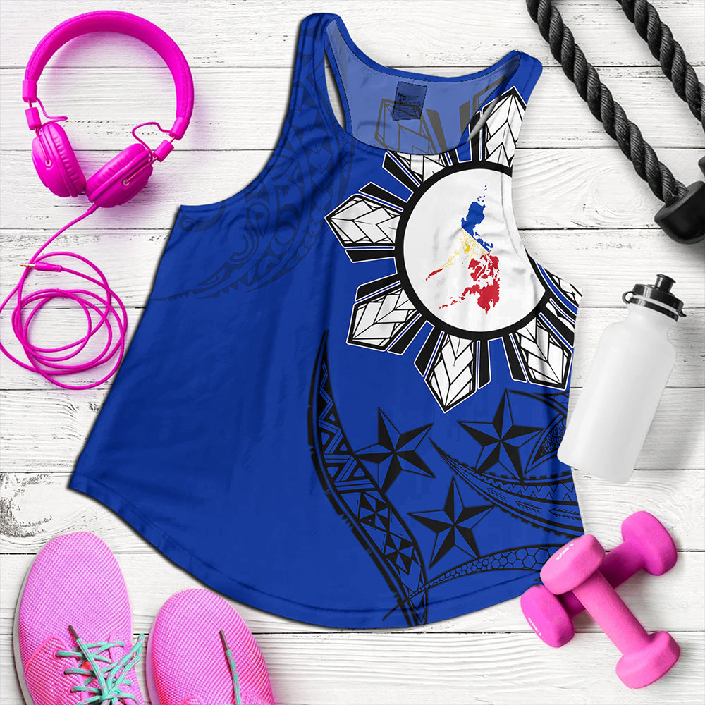 Philippines Women Tank Tribal Sun In My Heart Blue Style