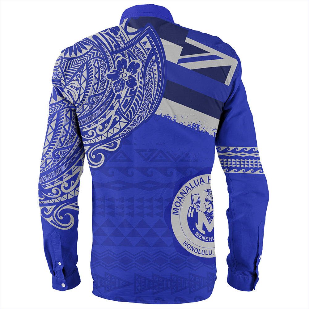 Hawaii Long Sleeve Shirt Moanalua High School Flag With Crest Style