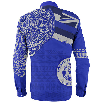 Hawaii Long Sleeve Shirt Moanalua High School Flag With Crest Style