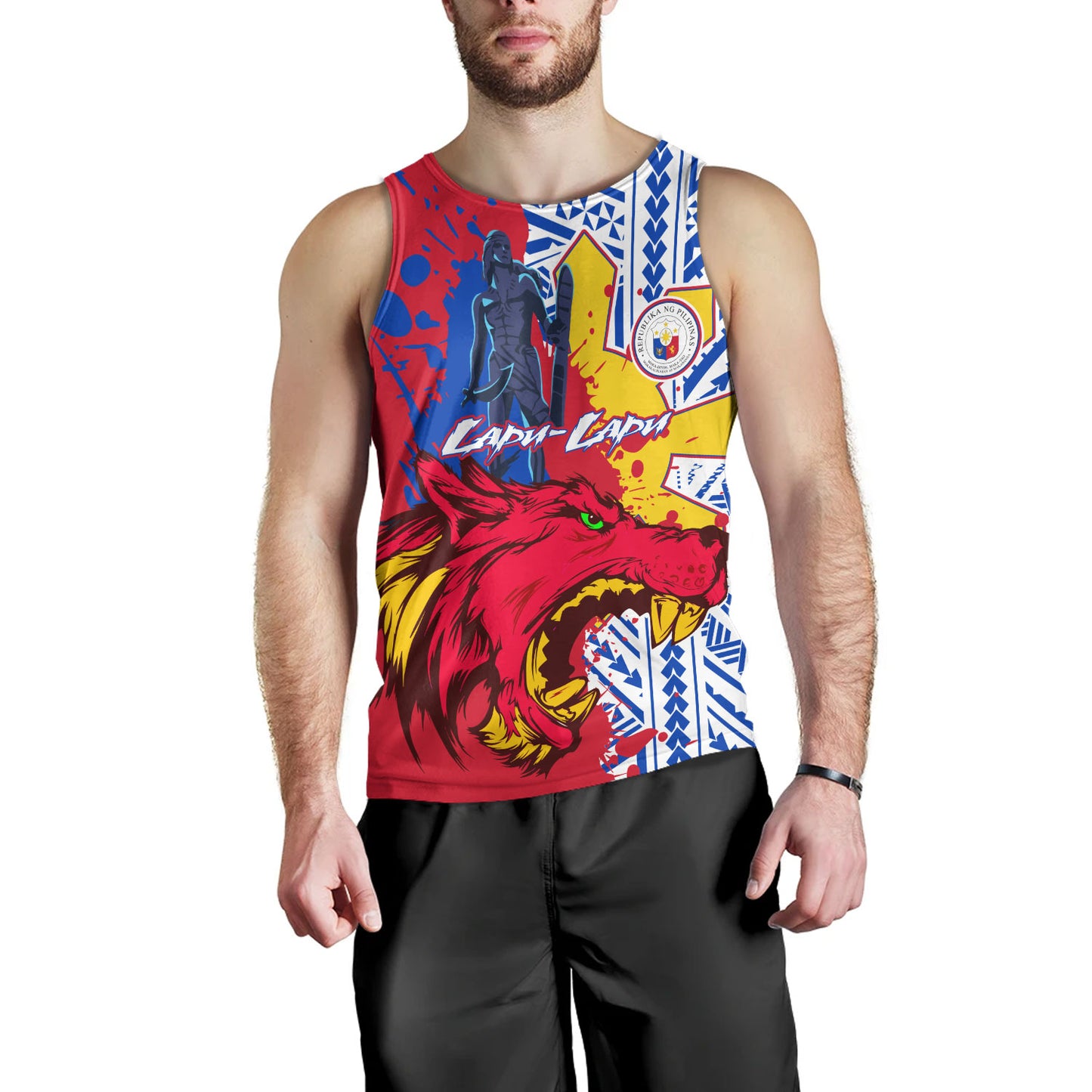 Philippines Filipinos Tank Top Custom Lapu-Lapu And The Wolf Tribal Polynesian Style