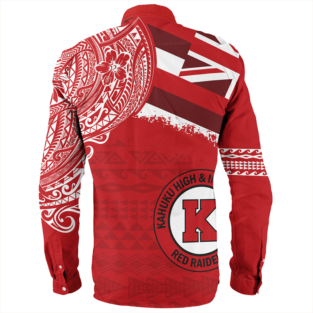 Hawaii Long Sleeve Shirt Kahuku High And Intermediate School With Crest Style