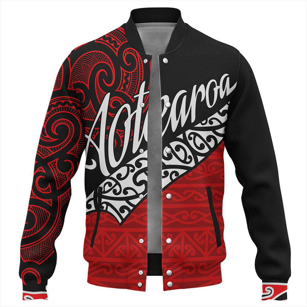 New Zealand Baseball Jacket Aotearoa Maori Flag Puhoro Pattern