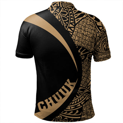Chuuk Polo Shirt Coat Of Arm Lauhala Gold Circle