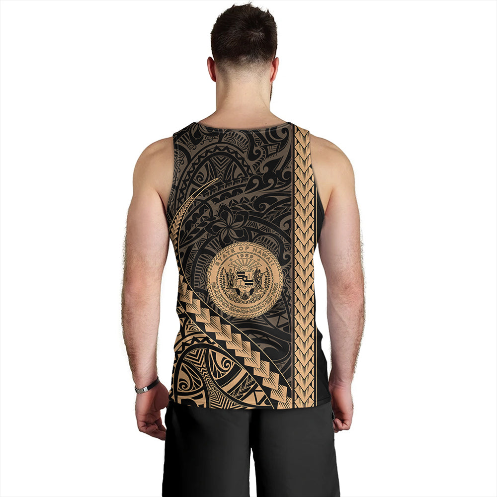 Hawaii Tank Top Tribal Polynesian Coat Of Arms Gold