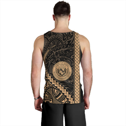 Hawaii Tank Top Tribal Polynesian Coat Of Arms Gold