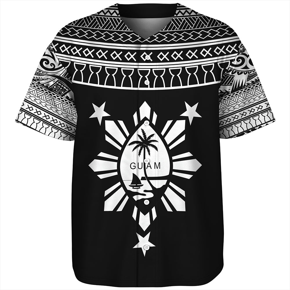 Guam Seal With Philippines Filipinos Sun Baseball Shirt Tribal Island
