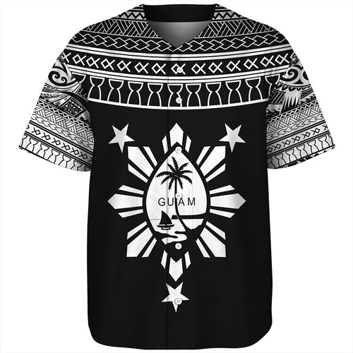 Guam Seal With Philippines Filipinos Sun Baseball Shirt Tribal Island