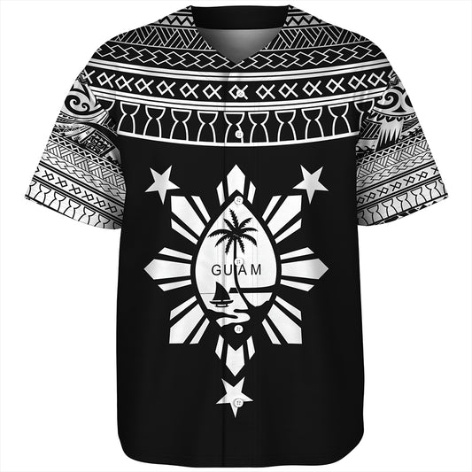 Guam Seal With Philippines Filipinos Sun Baseball Shirt Tribal Island