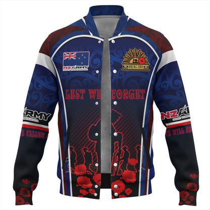New Zealand Baseball Jacket Custom New Zealand Army Keeping Anzac Spirit Lives Poppies Maori Style