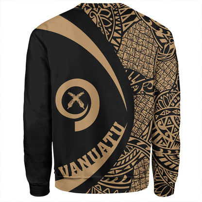 Vanuatu Sweatshirt Coat Of Arm Lauhala Gold Circle