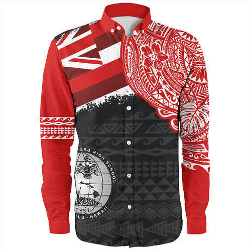 Hawaii Long Sleeve Shirt Admiral Arthur W Radford High School With Crest Style