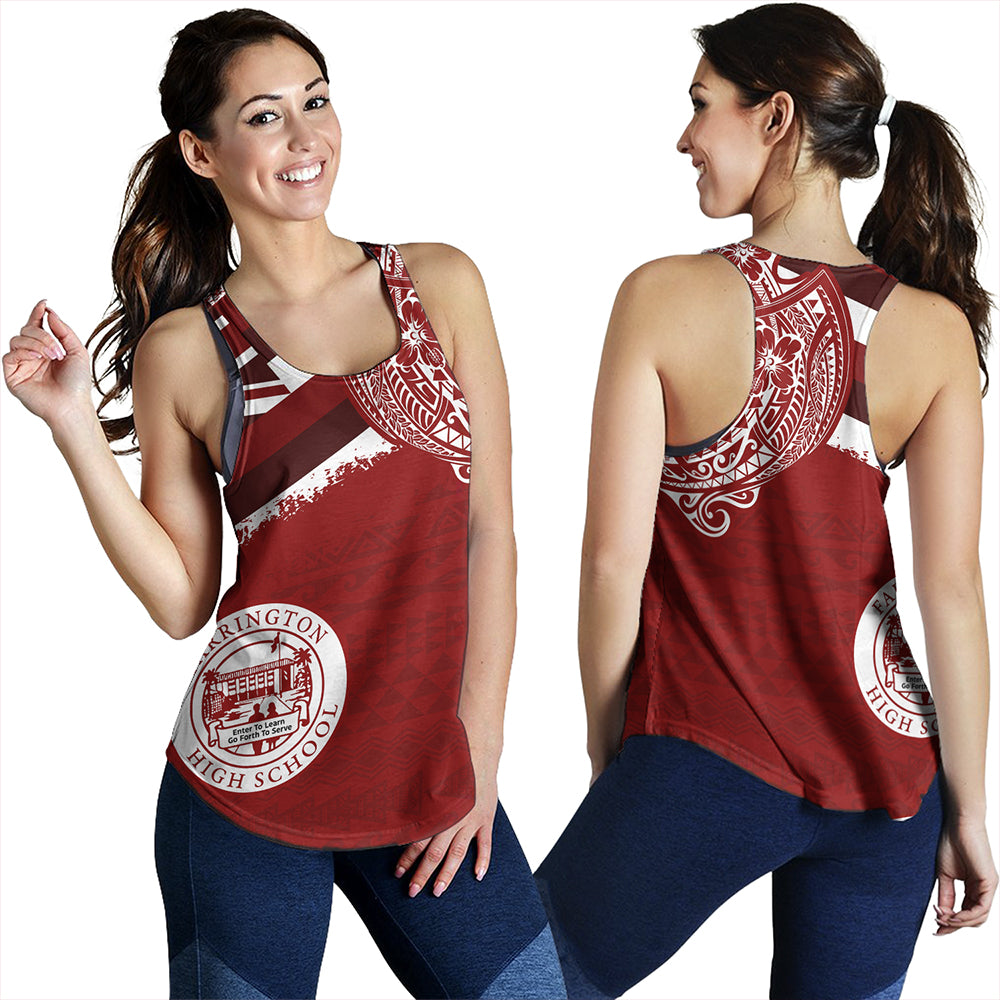 Hawaii Women Tank Farrington High School Flag With Crest Style