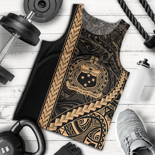 Samoa Tank Top Tribal Polynesian Coat Of Arms Gold