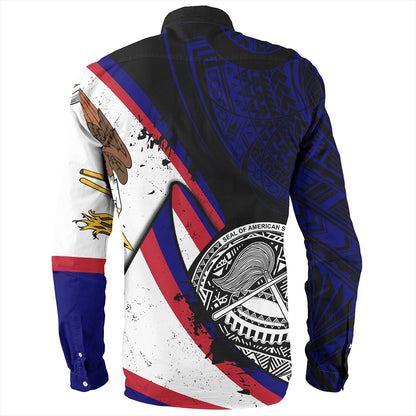American Samoa Long Sleeve Shirt Polynesia Flag Shoul Style