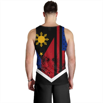 Philippines And American Tank Top Flag Half Concept Brush Style