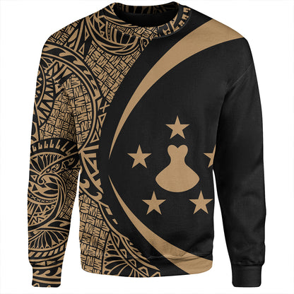 Austral Islands Sweatshirt Coat Of Arm Lauhala Gold Circle