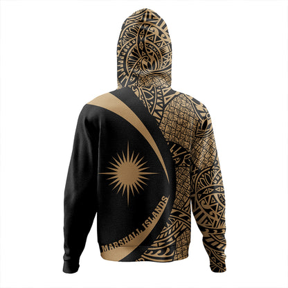 Marshall Islands Hoodie Coat Of Arm Lauhala Gold Circle
