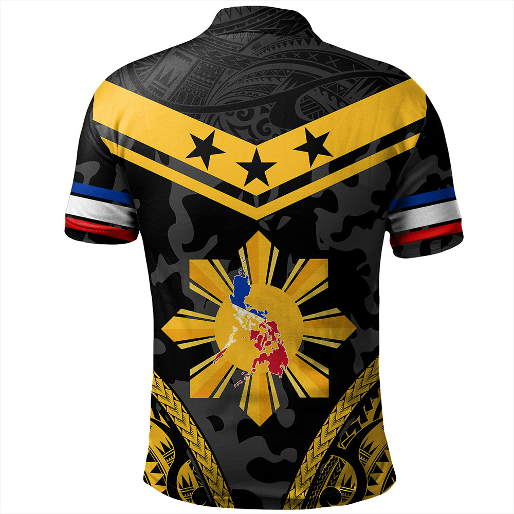 Philippines Polo Shirt Polynesian Sun Star Style Camouflage